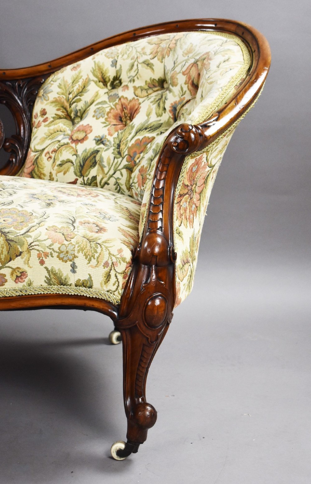 Victorian Walnut Carved Sofa/Chaise View VIII
