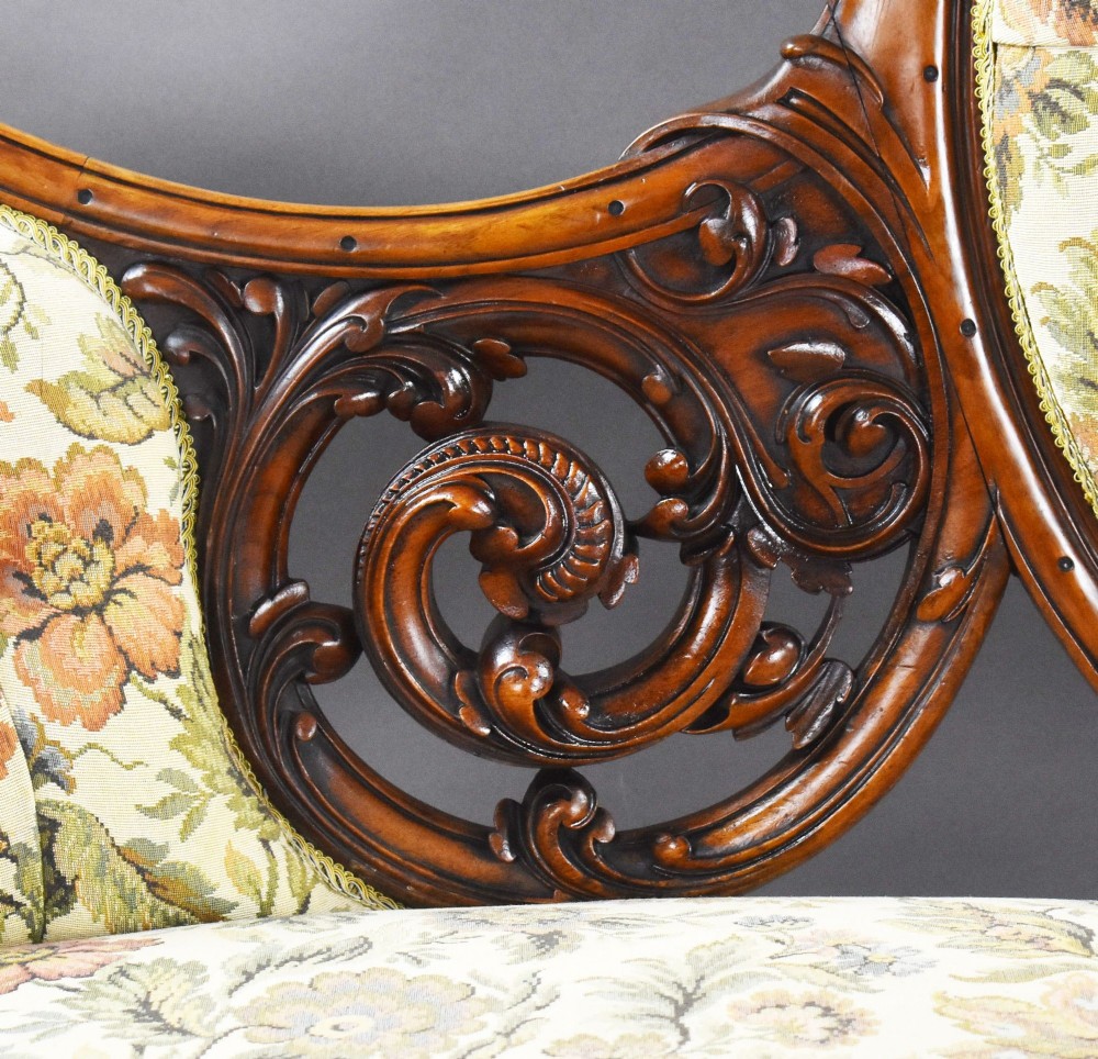 Victorian Walnut Carved Sofa/Chaise View IX