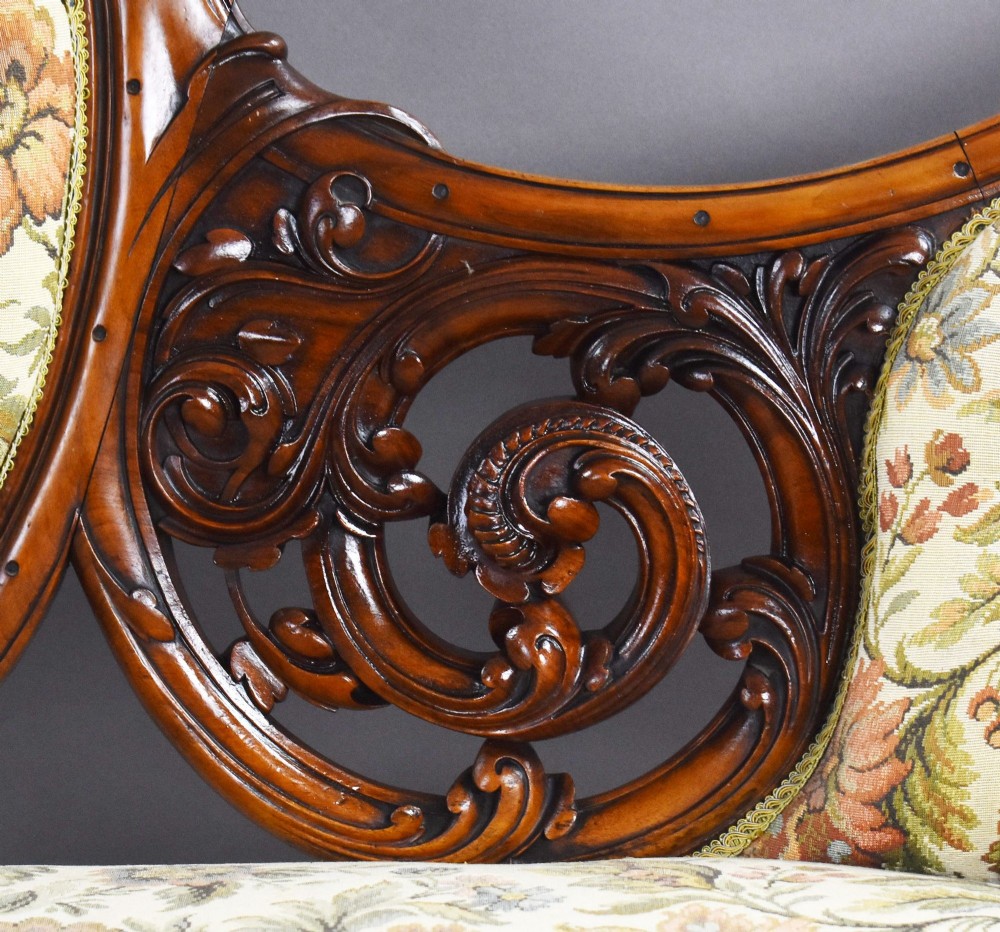 Victorian Walnut Carved Sofa/Chaise View XI