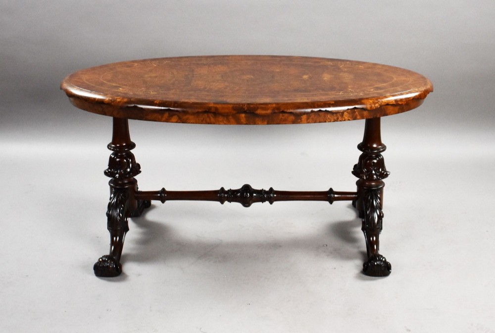Victorian Burr Walnut Inlaid Coffee Table View II