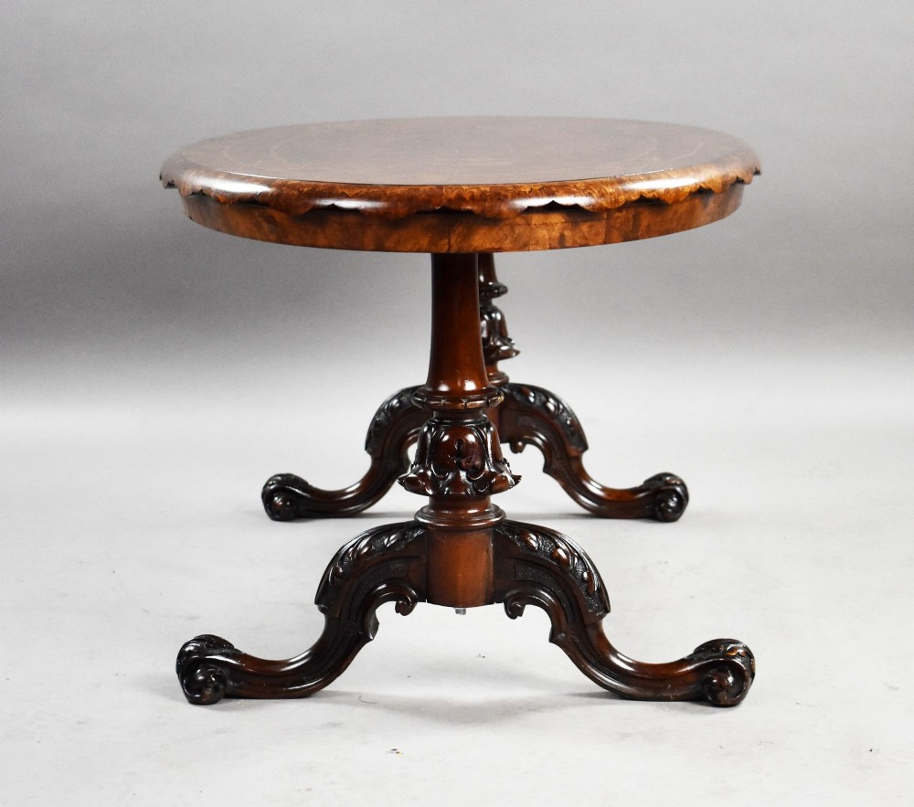 Victorian Burr Walnut Inlaid Coffee Table View IV