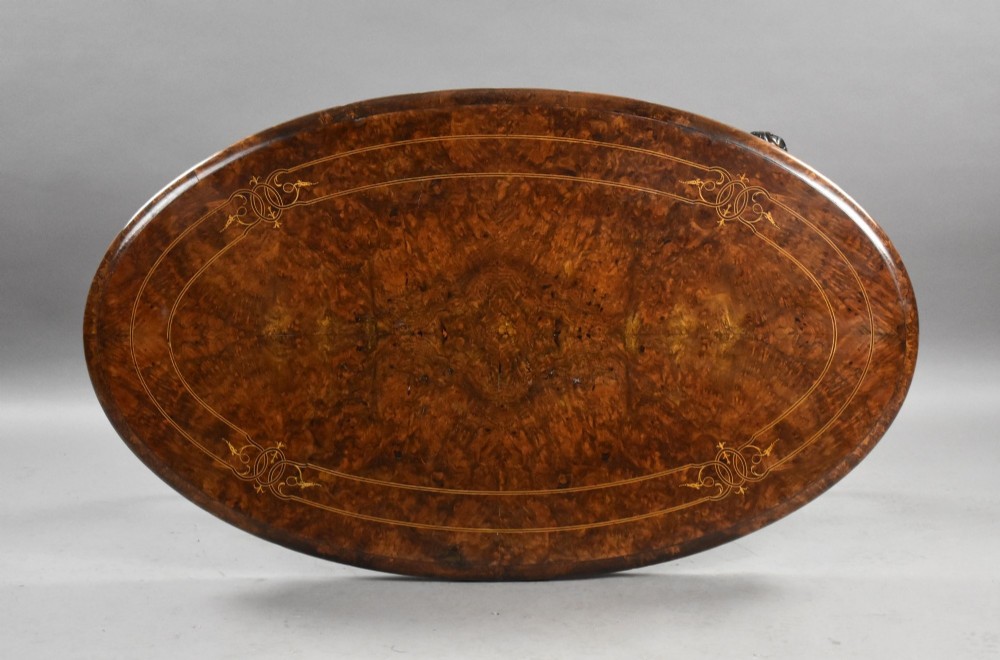 Victorian Burr Walnut Inlaid Coffee Table View V