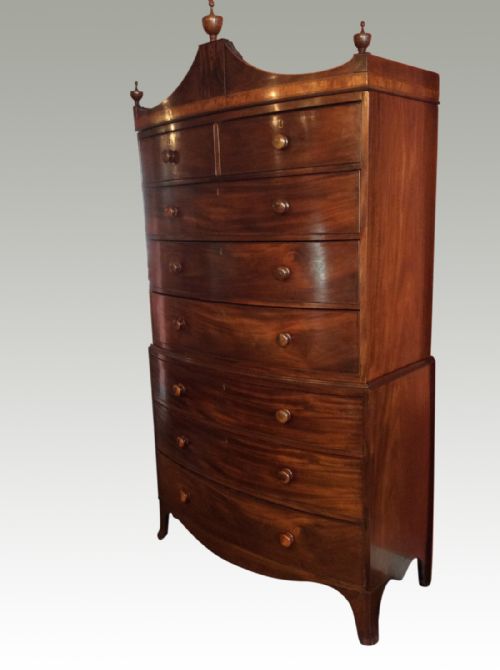 ANTIQUE MAHOGANY BOW FRONT TALLBOY - ADDITIONAL PHOTO 1