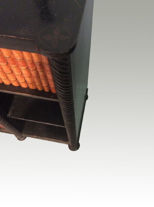 REGENCY BLACK AND GILT PAINTED OPEN BOOKCASE - ADDITIONAL PHOTO 3
