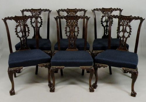 set of 6 chippendale style mahogany chairs - CATEGORY: ANTIQUE CHAIRS - DATED 1880