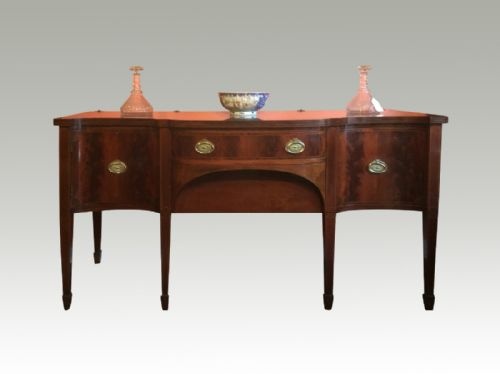 sheraton serpentine mahogany sideboard - CATEGORY: ANTIQUE SIDEBOARDS - DATED 19TH CENTURY