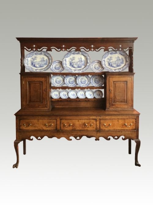 antique cabriole leg dresser and shelves - CATEGORY: ANTIQUE DRESSERS - DATED 18TH CENTURY