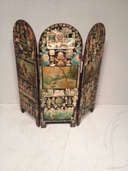 victorian decoupage screen - CATEGORY: ANTIQUE MISCELLANEOUS - DATED VICTORIAN