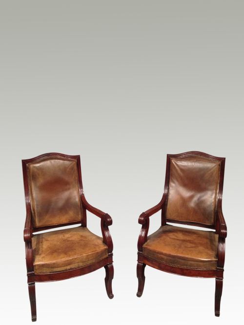 pair of 19th century mahogany library chairs - CATEGORY: ANTIQUE CHAIRS - DATED 19TH CENTURY