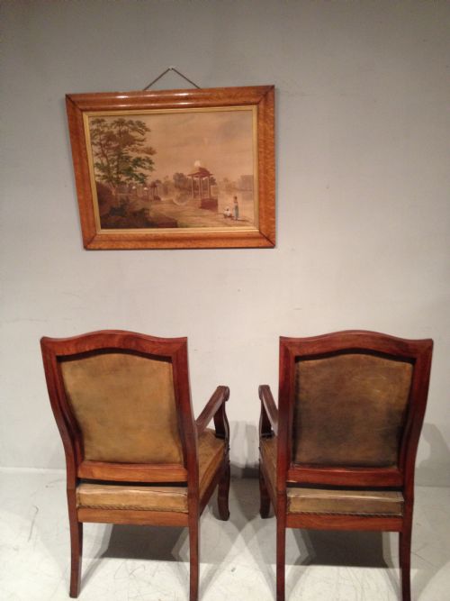 PAIR OF 19TH CENTURY MAHOGANY LIBRARY CHAIRS - ADDITIONAL PHOTO 3