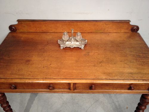 ANTIQUE OAK WRITING TABLE BY T SEDDON - ADDITIONAL PHOTO 1