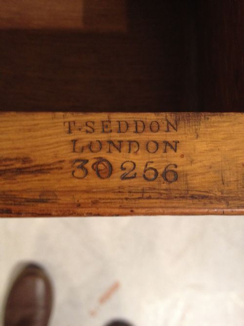 ANTIQUE OAK WRITING TABLE BY T SEDDON - ADDITIONAL PHOTO 3