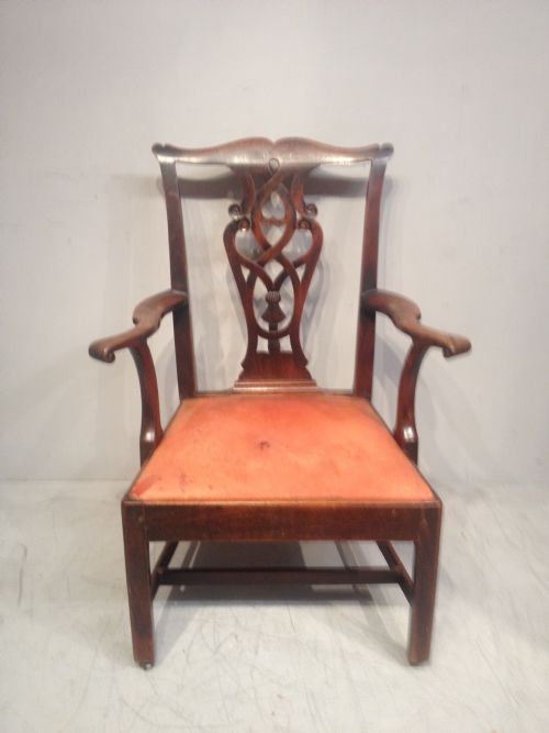 chippendale mahogany library chair - CATEGORY: ANTIQUE CHAIRS - DATED 18TH CENTURY