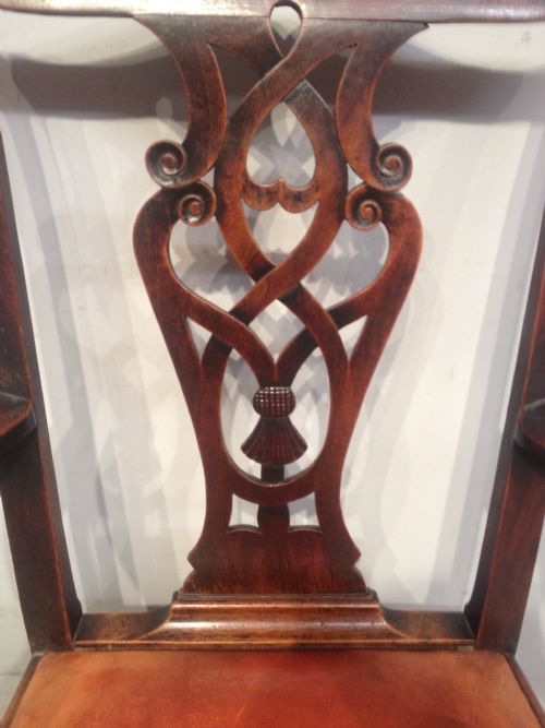 CHIPPENDALE MAHOGANY LIBRARY CHAIR - ADDITIONAL PHOTO 2