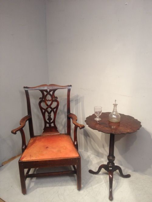CHIPPENDALE MAHOGANY LIBRARY CHAIR - ADDITIONAL PHOTO 4