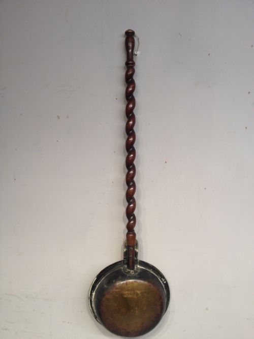 ANTIQUE WALNUT AND BRASS WARMING PAN - ADDITIONAL PHOTO 3