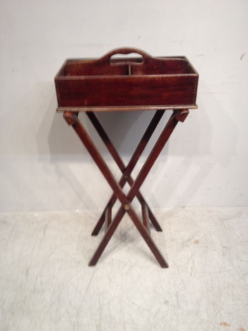 ANTIQUE MAHOGANY CUTLERY BOX ON STAND - ADDITIONAL PHOTO 2