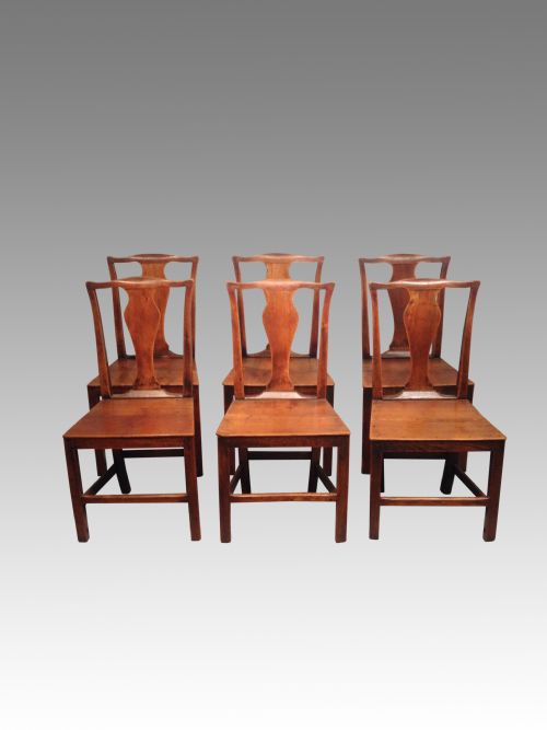 set of six georgian elm dining chairs - CATEGORY: ANTIQUE CHAIRS - DATED GEORGIAN