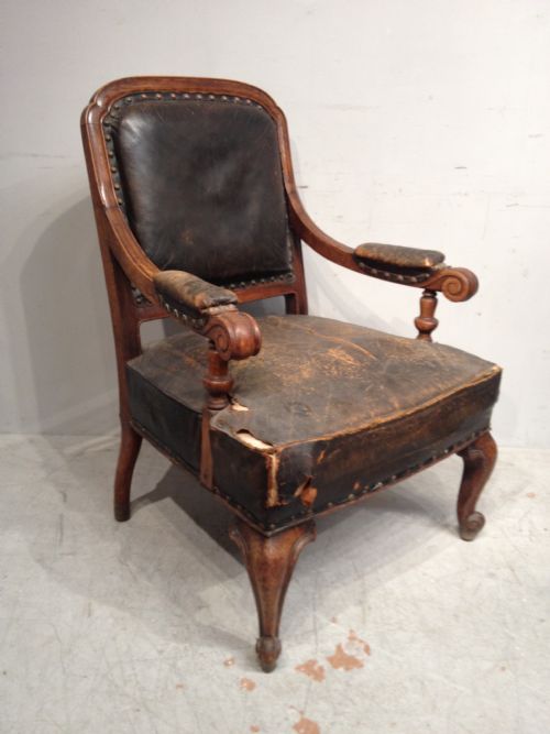 victorian oak library chair - CATEGORY: ANTIQUE CHAIRS - DATED VICTORIAN
