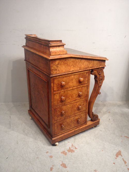 ANTIQUE VICTORIAN BURR ELM DAVENPORT - ADDITIONAL PHOTO 1
