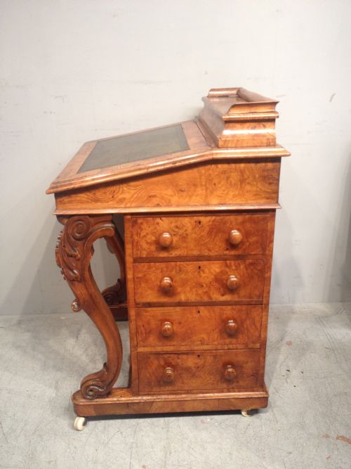 ANTIQUE VICTORIAN BURR ELM DAVENPORT - ADDITIONAL PHOTO 2