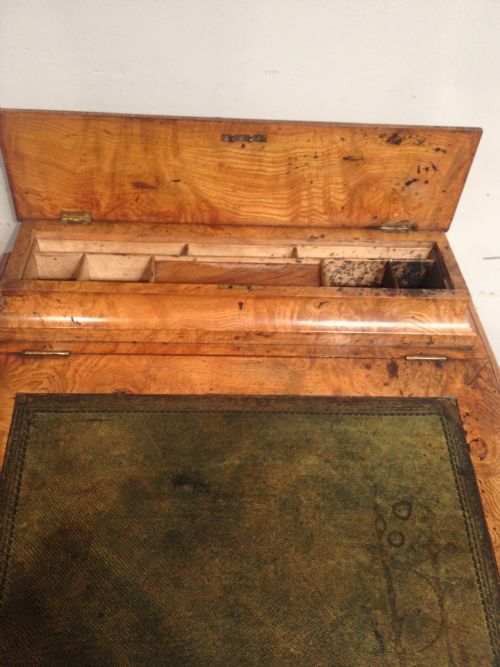 ANTIQUE VICTORIAN BURR ELM DAVENPORT - ADDITIONAL PHOTO 3
