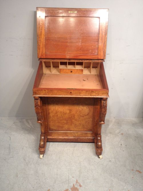 ANTIQUE VICTORIAN BURR ELM DAVENPORT - ADDITIONAL PHOTO 4
