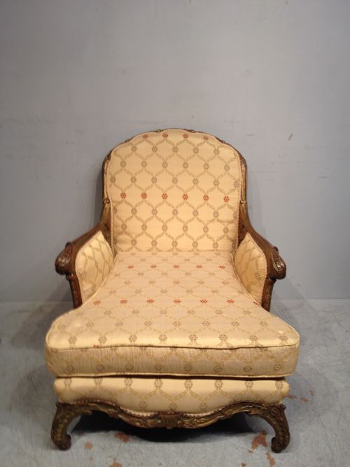 ANTIQUE FRENCH ARMCHAIR CARVED GILTWOOD ARMCHAIR - ADDITIONAL PHOTO 1