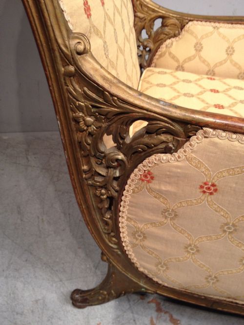 ANTIQUE FRENCH ARMCHAIR CARVED GILTWOOD ARMCHAIR - ADDITIONAL PHOTO 4