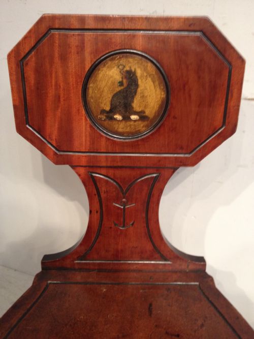 PAIR OF GEORGIAN MAHOGANY HALL CHAIRS - ADDITIONAL PHOTO 1