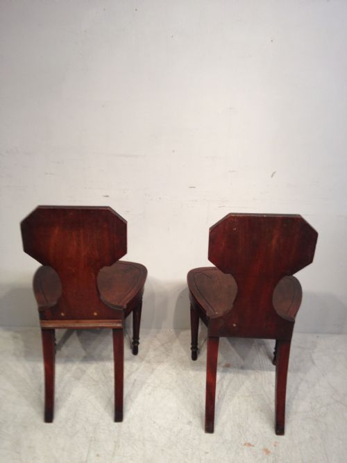 PAIR OF GEORGIAN MAHOGANY HALL CHAIRS - ADDITIONAL PHOTO 4