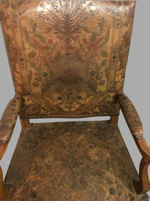 PAIR OF FRENCH OAK CABRIOLE LEG LIBRARY CHAIRS - ADDITIONAL PHOTO 1