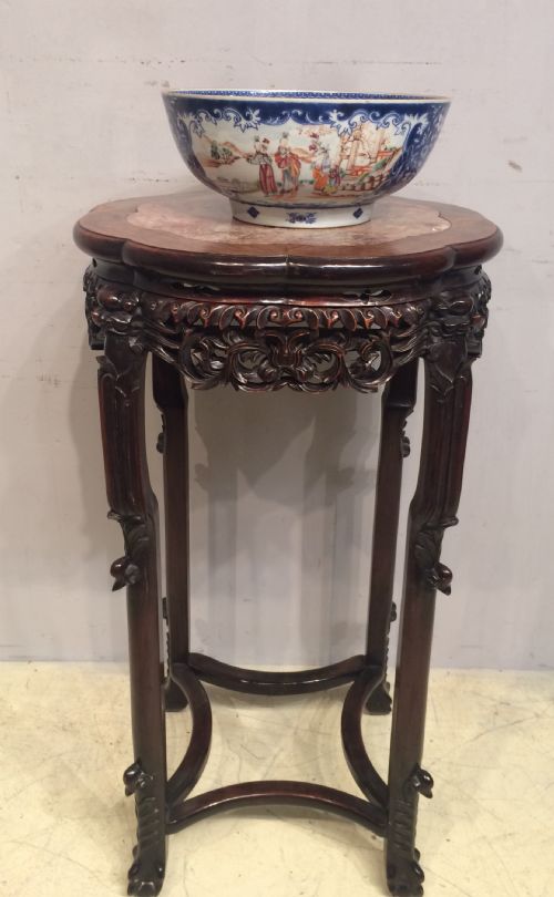 ANTIQUE CHINESE CARVED HARDWOOD STAND - ADDITIONAL PHOTO 3