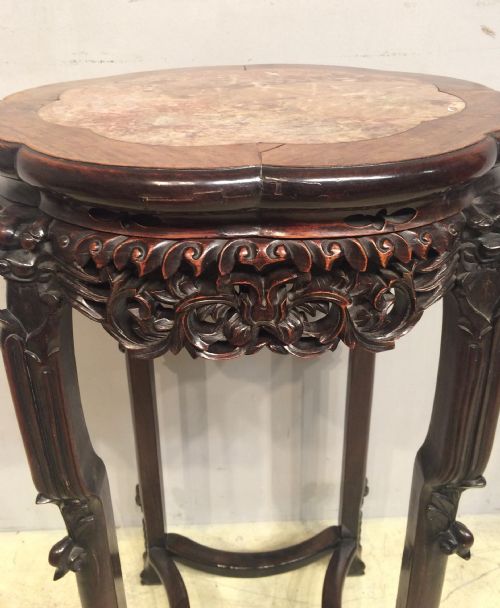 ANTIQUE CHINESE CARVED HARDWOOD STAND - ADDITIONAL PHOTO 4