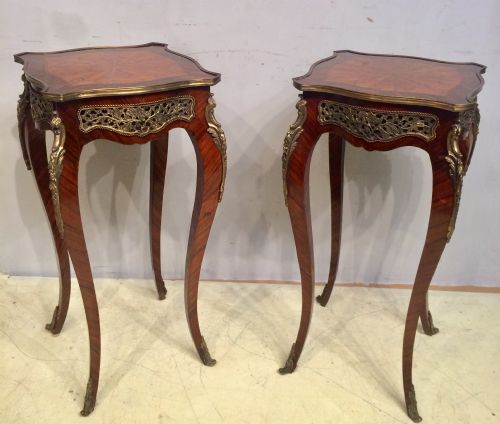 PAIR OF ANTIQUE FRENCH LAMP TABLES - ADDITIONAL PHOTO 1