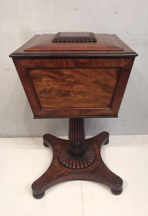 irish regency mahogany pedestal cellarette - CATEGORY: ANTIQUE MISCELLANEOUS - DATED REGENCY