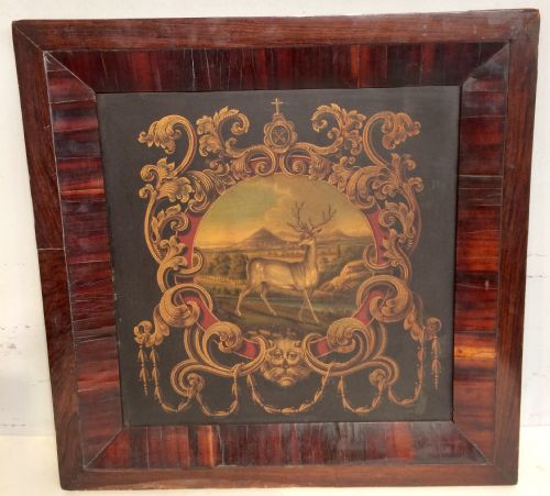 19th century oil on board of a scottish family crest - CATEGORY: ANTIQUE ART - DATED 19TH CENTURY
