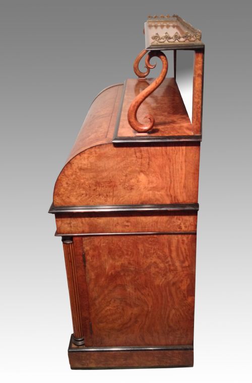 ANTIQUE REGENCY BURR ELM CYLINDER DESK IN THE MANNER OF GEORGE BULLOCK - ADDITIONAL PHOTO 4