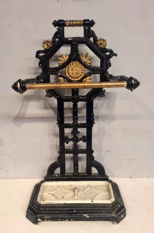 a victorian cast iron painted stickstand - CATEGORY: ANTIQUE MISCELLANEOUS - DATED VICTORIAN