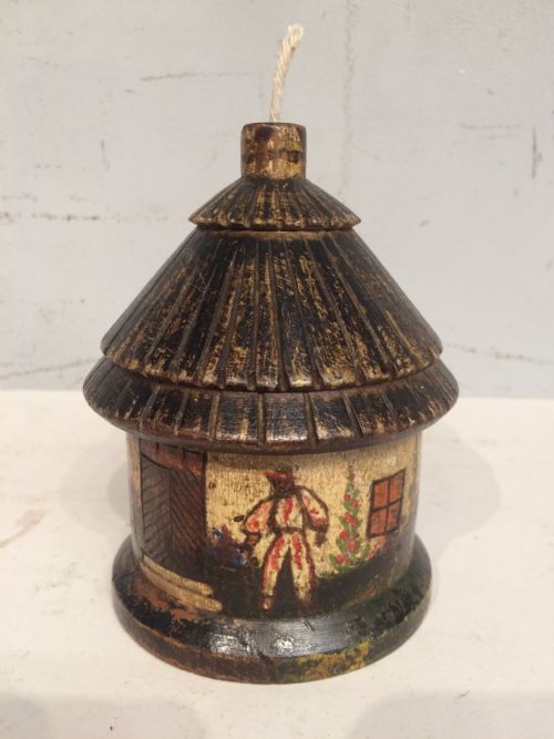 a 19th century painted treen string box - CATEGORY: ANTIQUE BOXES - DATED 19TH CENTURY