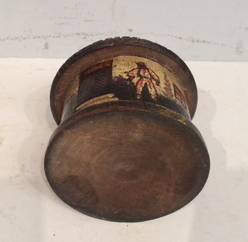A 19TH CENTURY PAINTED TREEN STRING BOX - ADDITIONAL PHOTO 5