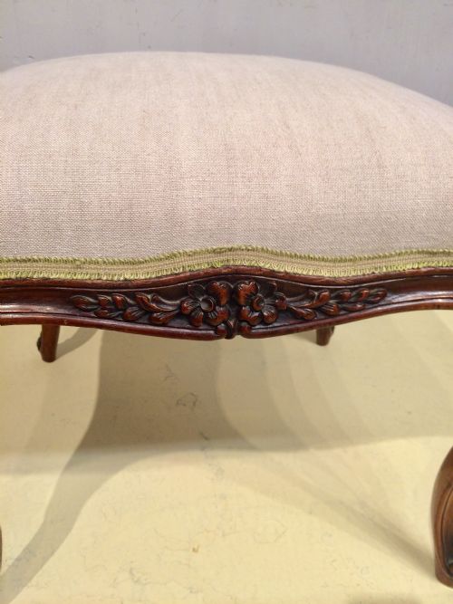 VICTORIAN WALNUT CABRIOLE LEG STOOL - ADDITIONAL PHOTO 1