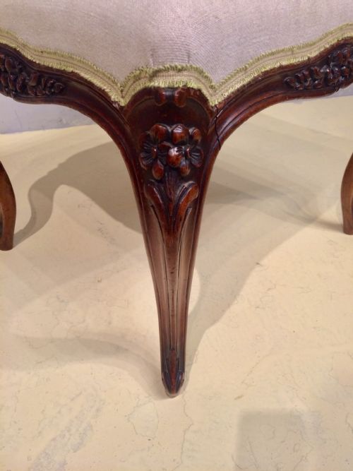 VICTORIAN WALNUT CABRIOLE LEG STOOL - ADDITIONAL PHOTO 2