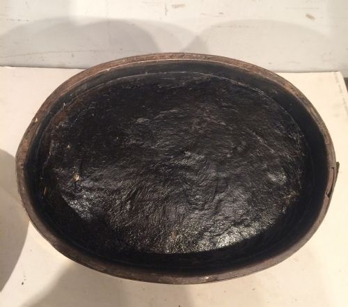 ANTIQUE OVAL PAINTED TIN BRASS BOUND BUCKET - ADDITIONAL PHOTO 5