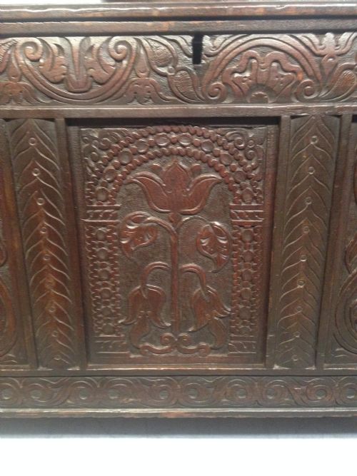 CHARLES II WEST COUNTRY CARVED OAK COFFER - ADDITIONAL PHOTO 1