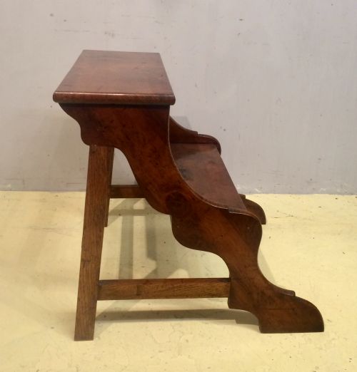 A SET OF 19TH CENTURY OAK AND YEW LIBRARYBED STEPS - ADDITIONAL PHOTO 1