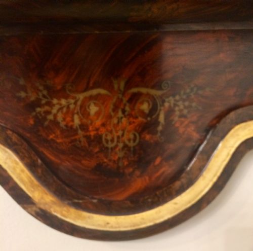 19TH CENTURY SMALL CARVED GILTWOOD AND PAINTED MIRROR - ADDITIONAL PHOTO 3