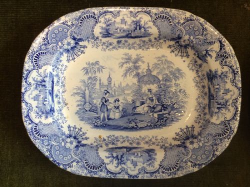 A SET OF SEVEN DECORATIVE 19TH CENTURY BLUE AND WHITE TRANSFERWARE PLATTERS - ADDITIONAL PHOTO 2