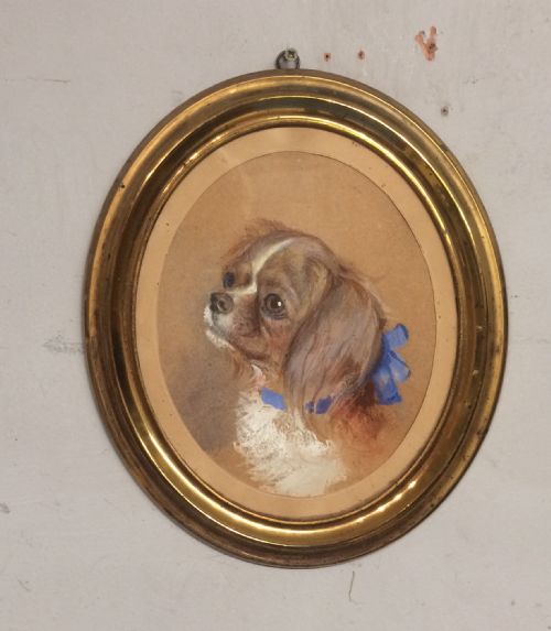 victorian watercolour of a king charles spaniel - CATEGORY: ANTIQUE ART - DATED VICTORIAN