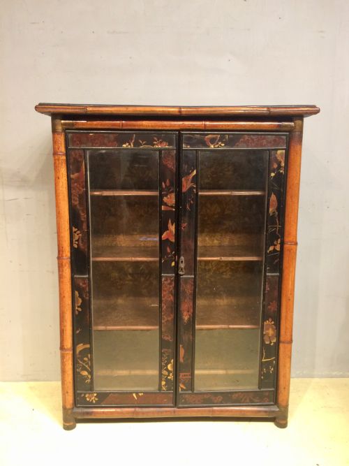 19th century french bamboo and lacquer cabinet - CATEGORY: ANTIQUE CABINETS - DATED 19TH CENTURY